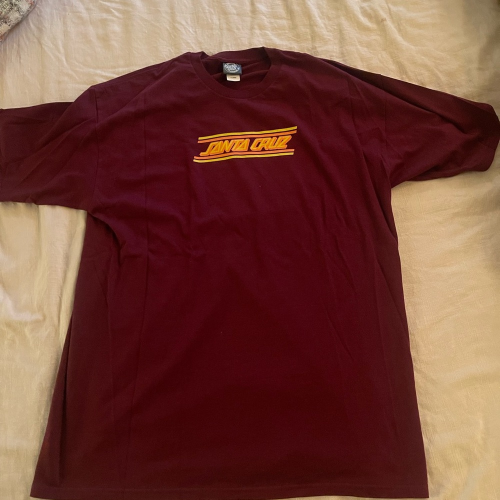Santa Cruz Skateboards Burgundy Tee with Yellow Logo